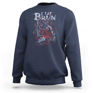 Horror Halloween Sweatshirt Braineater Eat Brain Scary Satan Demon TS09 Navy Print Your Wear