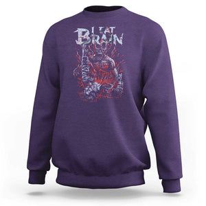 Horror Halloween Sweatshirt Braineater Eat Brain Scary Satan Demon TS09 Purple Print Your Wear