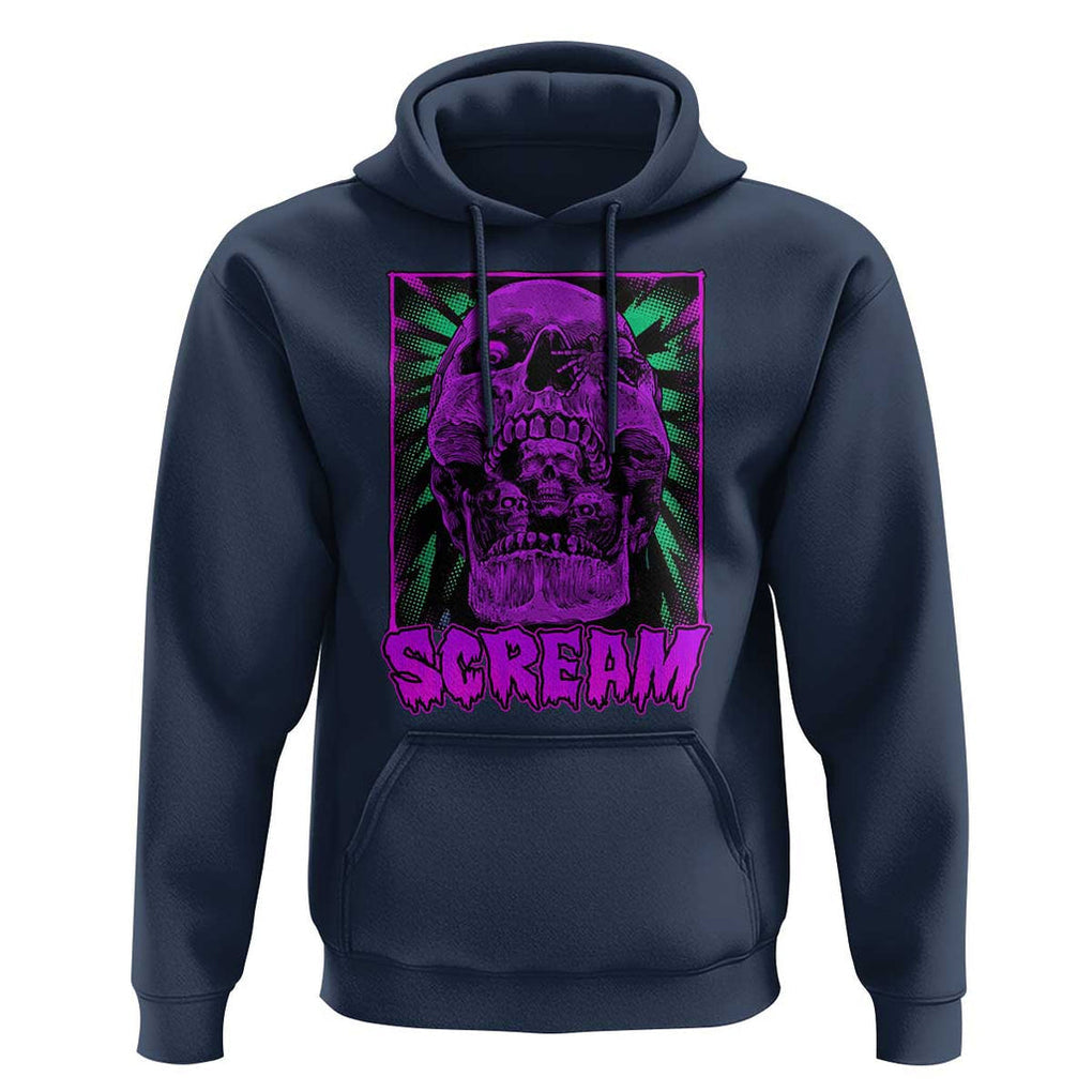 Horror Halloween Hoodie Scream Creepy Skull TS09 Navy Print Your Wear