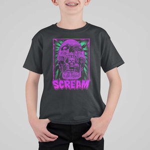 Horror Halloween T Shirt For Kid Scream Creepy Skull TS09 Black Print Your Wear