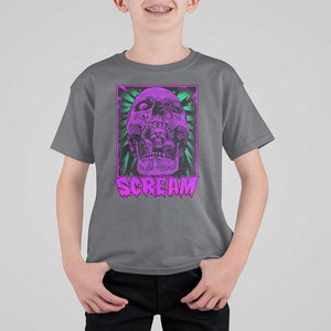 Horror Halloween T Shirt For Kid Scream Creepy Skull TS09 Charcoal Print Your Wear