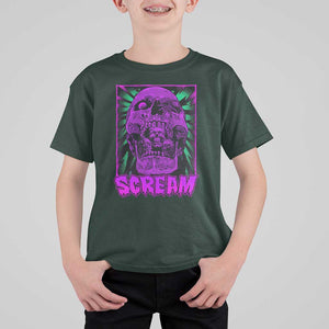 Horror Halloween T Shirt For Kid Scream Creepy Skull TS09 Dark Forest Green Print Your Wear