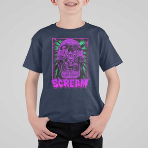 Horror Halloween T Shirt For Kid Scream Creepy Skull TS09 Navy Print Your Wear