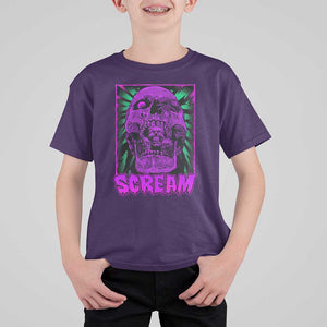 Horror Halloween T Shirt For Kid Scream Creepy Skull TS09 Purple Print Your Wear