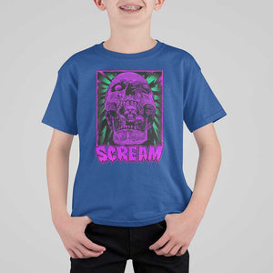 Horror Halloween T Shirt For Kid Scream Creepy Skull TS09 Royal Blue Print Your Wear