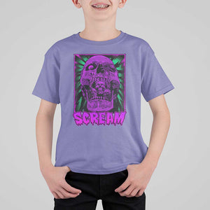 Horror Halloween T Shirt For Kid Scream Creepy Skull TS09 Violet Print Your Wear