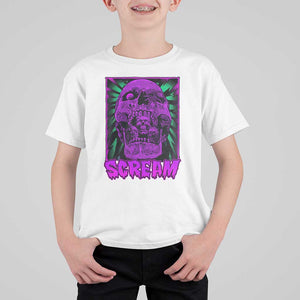 Horror Halloween T Shirt For Kid Scream Creepy Skull TS09 White Print Your Wear