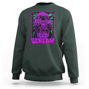 Horror Halloween Sweatshirt Scream Creepy Skull TS09 Dark Forest Green Print Your Wear