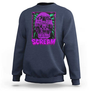 Horror Halloween Sweatshirt Scream Creepy Skull TS09 Navy Print Your Wear