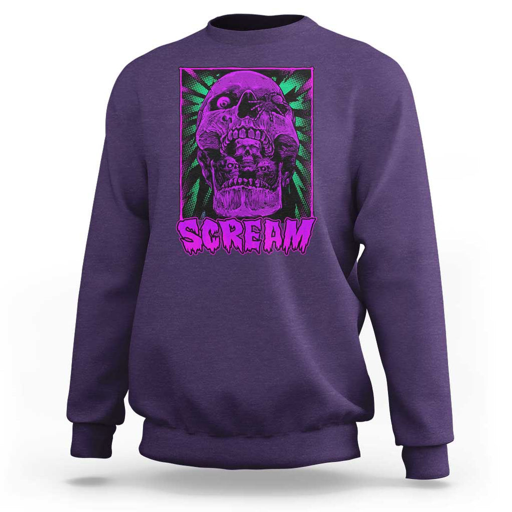Horror Halloween Sweatshirt Scream Creepy Skull TS09 Purple Print Your Wear