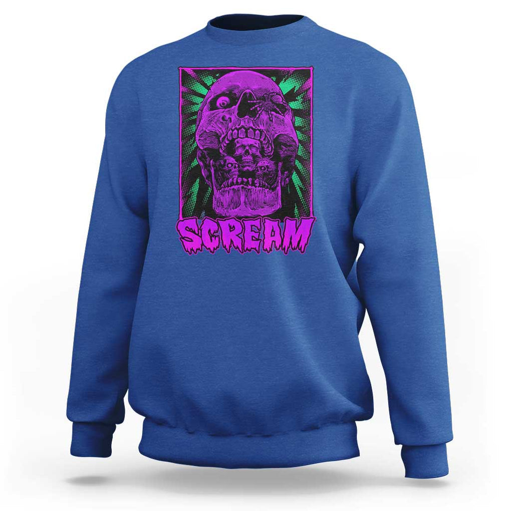 Horror Halloween Sweatshirt Scream Creepy Skull TS09 Royal Blue Print Your Wear
