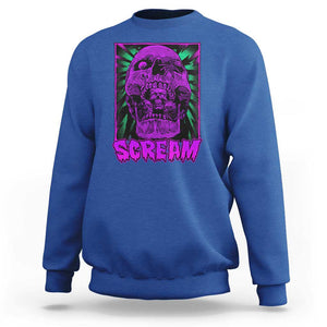 Horror Halloween Sweatshirt Scream Creepy Skull TS09 Royal Blue Print Your Wear