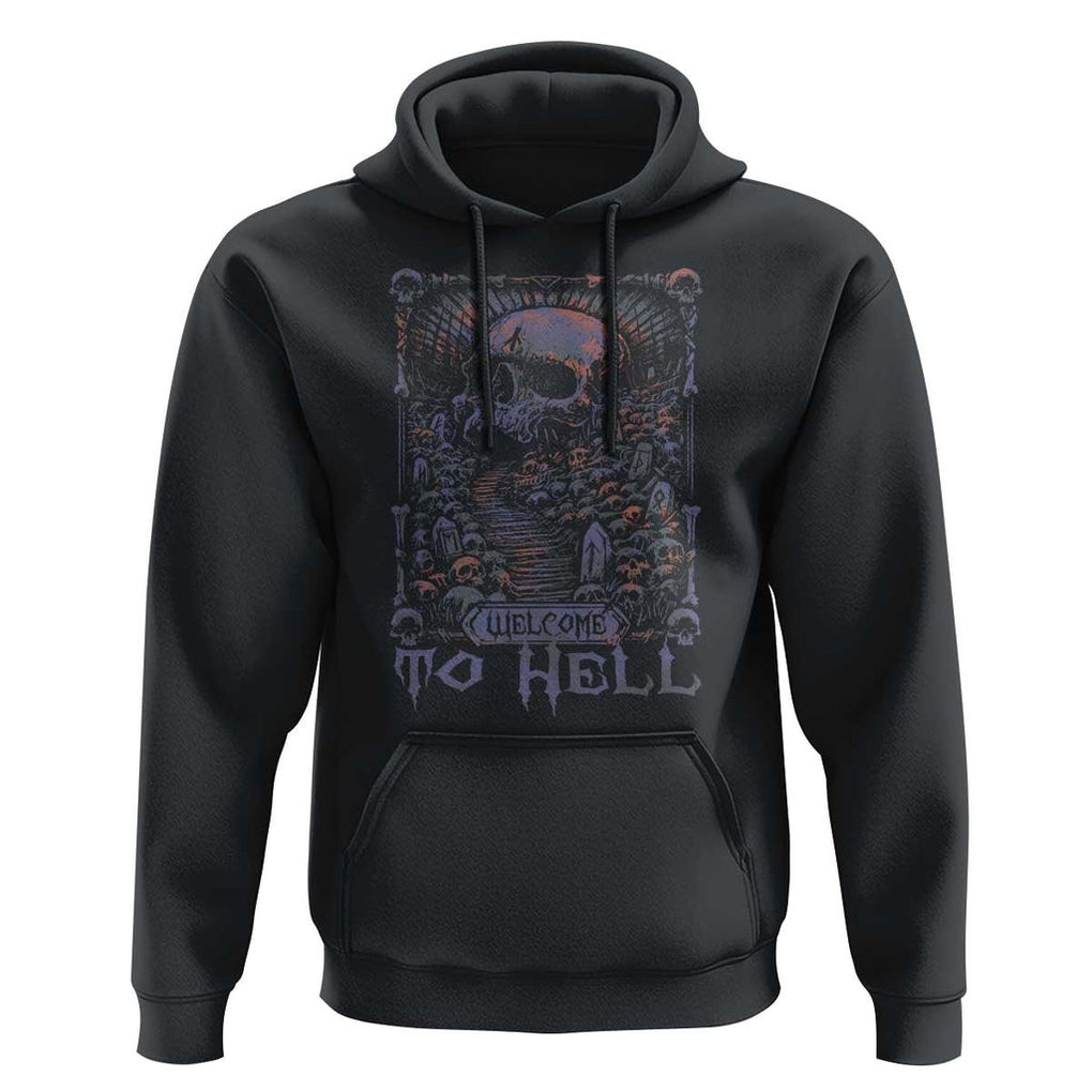 Horror Halloween Hoodie Welcome To Hell Creepy Skull TS09 Black Print Your Wear