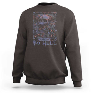 Horror Halloween Sweatshirt Welcome To Hell Creepy Skull TS09 Dark Chocolate Print Your Wear