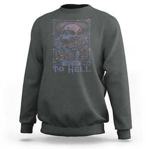 Horror Halloween Sweatshirt Welcome To Hell Creepy Skull TS09 Dark Heather Print Your Wear