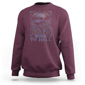 Horror Halloween Sweatshirt Welcome To Hell Creepy Skull TS09 Maroon Print Your Wear