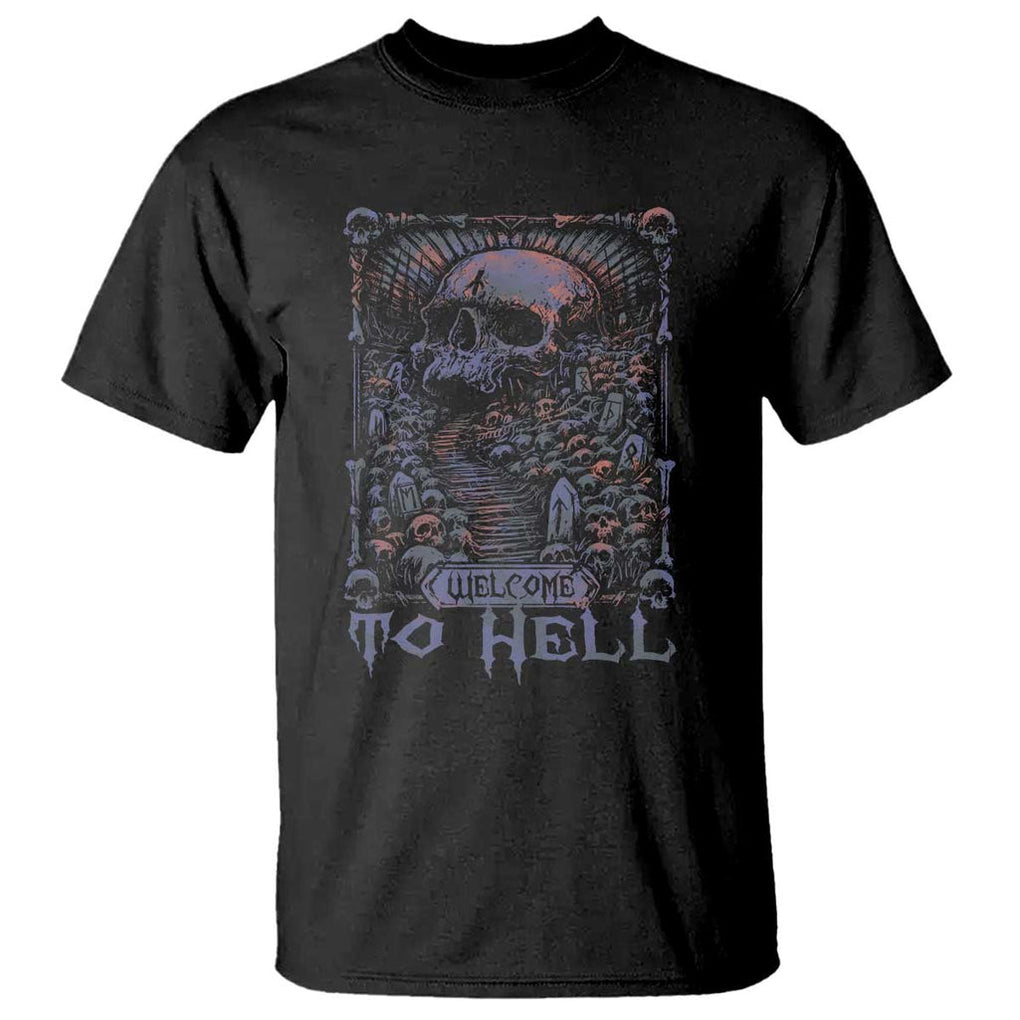 Horror Halloween T Shirt Welcome To Hell Creepy Skull TS09 Black Print Your Wear