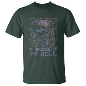 Horror Halloween T Shirt Welcome To Hell Creepy Skull TS09 Dark Forest Green Print Your Wear