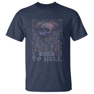 Horror Halloween T Shirt Welcome To Hell Creepy Skull TS09 Navy Print Your Wear