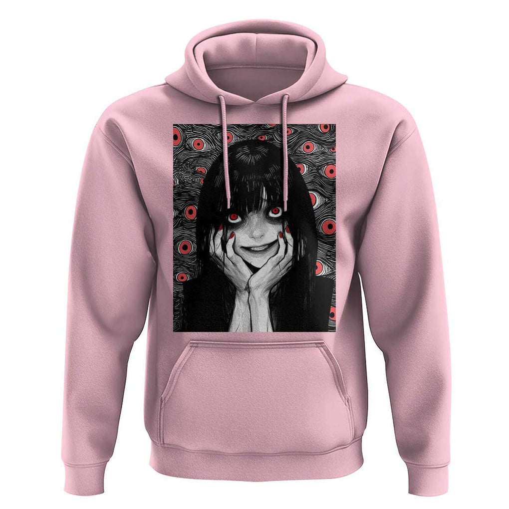 Horror Anime Girl Manga Creepy Halloween Hoodie TS09 Light Pink Print Your Wear