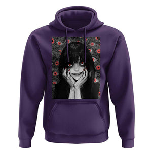 Horror Anime Girl Manga Creepy Halloween Hoodie TS09 Purple Print Your Wear