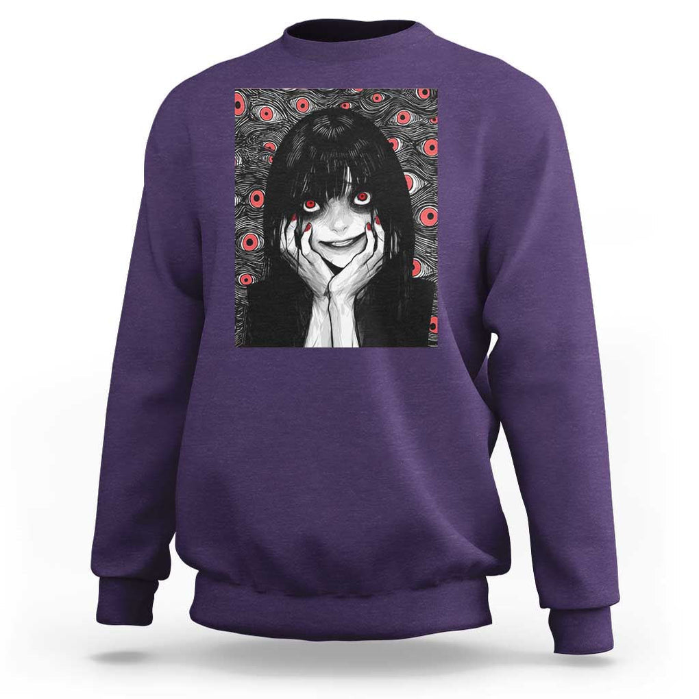 Horror Anime Girl Manga Creepy Halloween Sweatshirt TS09 Purple Print Your Wear