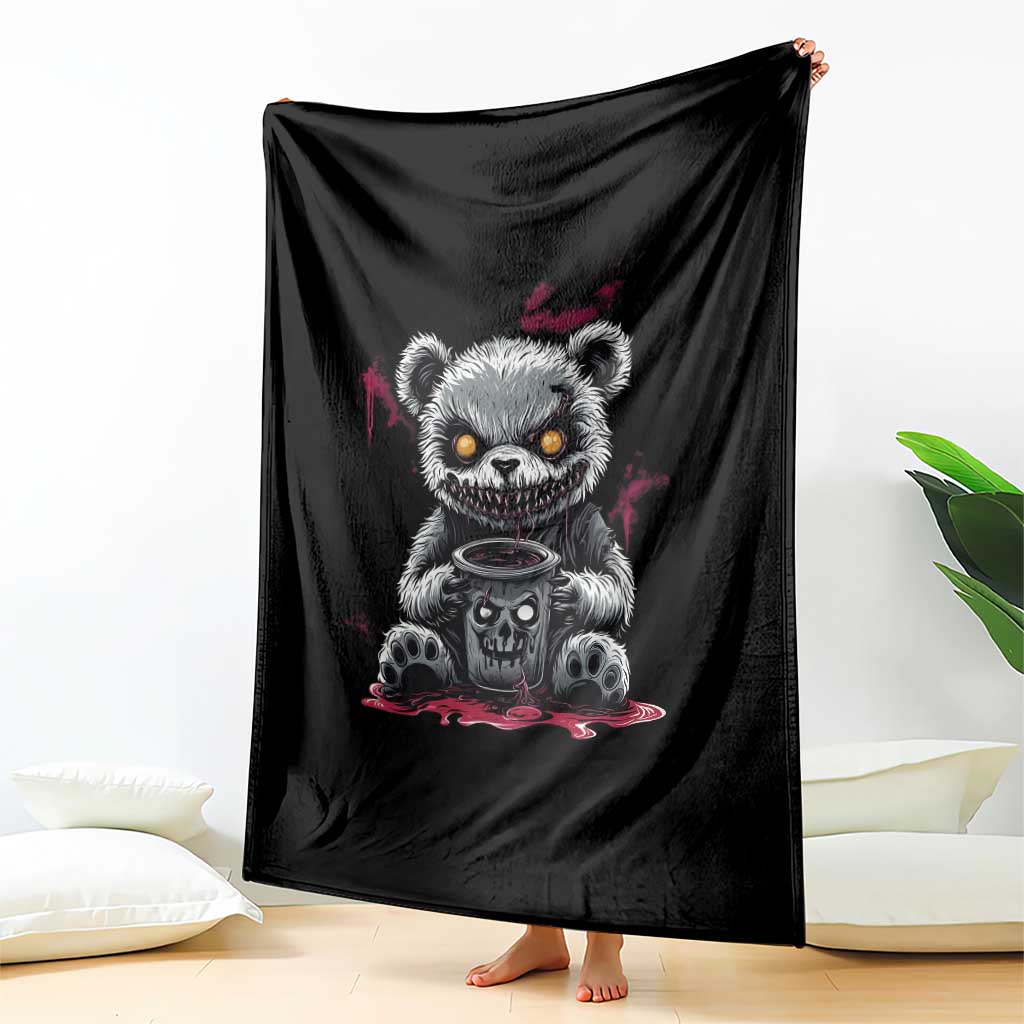 Emo Bear Coffee Creepy Halloween Throw Blanket TS09 Print Your Wear
