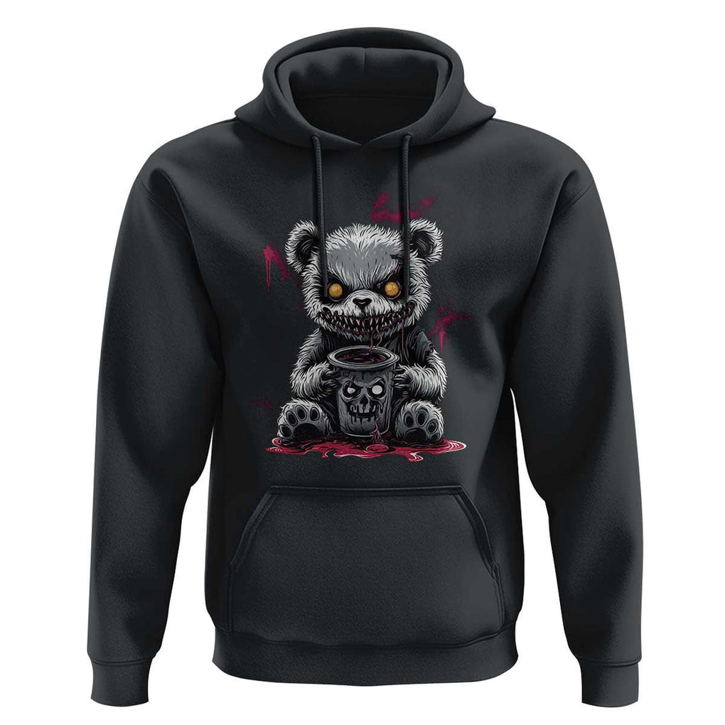 Emo Bear Coffee Creepy Halloween Hoodie TS09 Black Print Your Wear