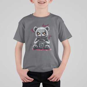 Emo Bear Coffee Creepy Halloween T Shirt For Kid TS09 Charcoal Print Your Wear