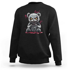 Emo Bear Coffee Creepy Halloween Sweatshirt TS09 Black Print Your Wear