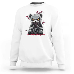 Emo Bear Coffee Creepy Halloween Sweatshirt TS09 White Print Your Wear