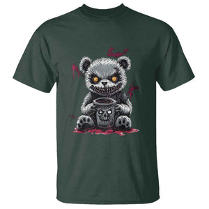 Emo Bear Coffee Creepy Halloween T Shirt TS09 Dark Forest Green Print Your Wear