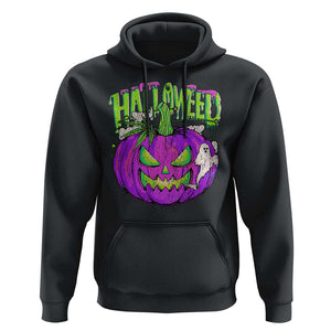 Funny Halloween Hoodie Halloweed Pumpkin Weed Cannabis Smoking TS09 Black Print Your Wear