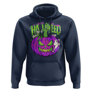 Funny Halloween Hoodie Halloweed Pumpkin Weed Cannabis Smoking TS09 Navy Print Your Wear