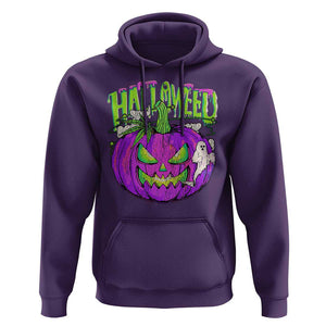 Funny Halloween Hoodie Halloweed Pumpkin Weed Cannabis Smoking TS09 Purple Print Your Wear