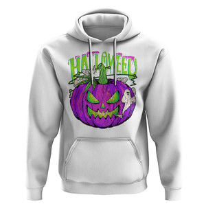 Funny Halloween Hoodie Halloweed Pumpkin Weed Cannabis Smoking TS09 White Print Your Wear