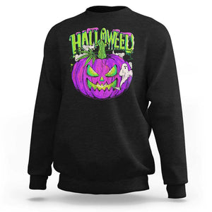 Funny Halloween Sweatshirt Halloweed Pumpkin Weed Cannabis Smoking TS09 Black Print Your Wear