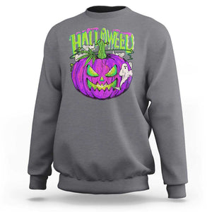 Funny Halloween Sweatshirt Halloweed Pumpkin Weed Cannabis Smoking TS09 Charcoal Print Your Wear