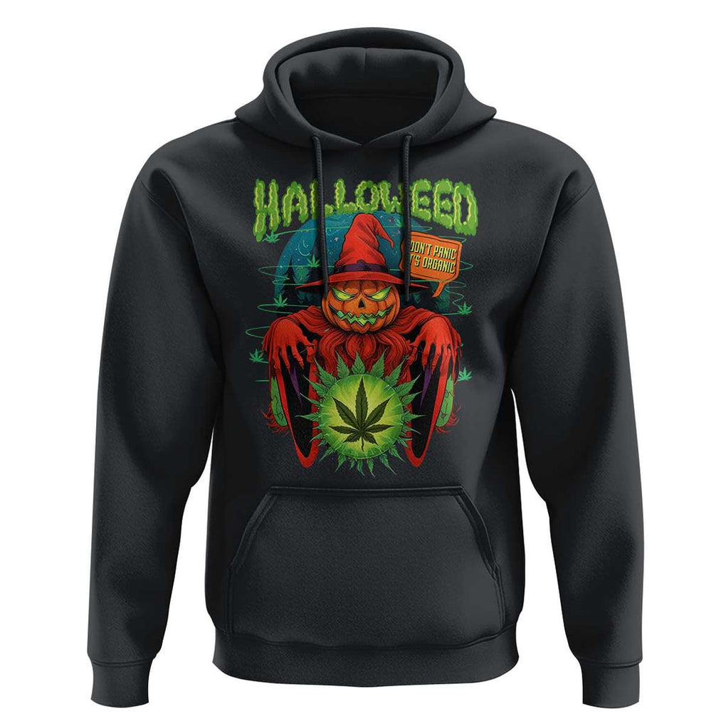 Funny Halloween Hoodie Happy Halloweed Pumpkin Witch Weed Cannabis Smoking TS09 Black Print Your Wear