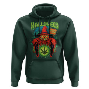 Funny Halloween Hoodie Happy Halloweed Pumpkin Witch Weed Cannabis Smoking TS09 Dark Forest Green Print Your Wear