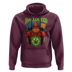 Funny Halloween Hoodie Happy Halloweed Pumpkin Witch Weed Cannabis Smoking TS09 Maroon Print Your Wear