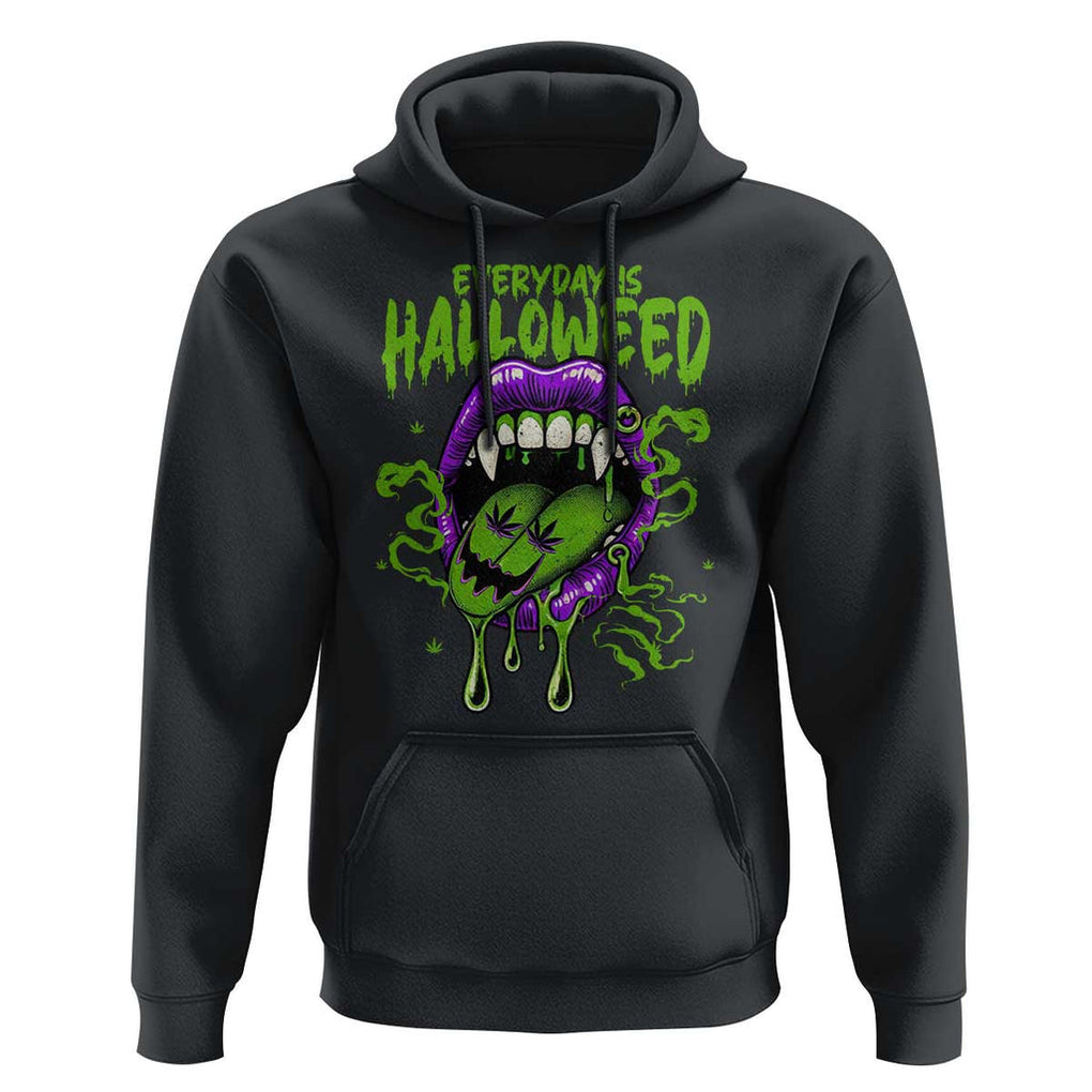 Funny Halloween Hoodie Everyday Is Halloweed Vampire Weed Cannabis Smoking TS09 Black Print Your Wear