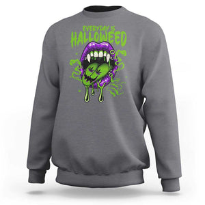 Funny Halloween Sweatshirt Everyday Is Halloweed Vampire Weed Cannabis Smoking TS09 Charcoal Print Your Wear