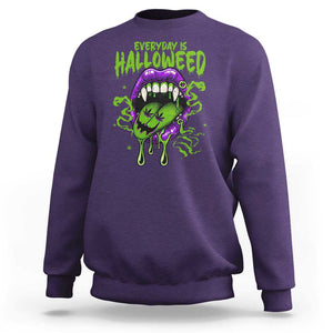 Funny Halloween Sweatshirt Everyday Is Halloweed Vampire Weed Cannabis Smoking TS09 Purple Print Your Wear