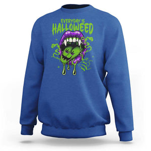 Funny Halloween Sweatshirt Everyday Is Halloweed Vampire Weed Cannabis Smoking TS09 Royal Blue Print Your Wear