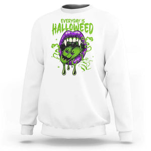 Funny Halloween Sweatshirt Everyday Is Halloweed Vampire Weed Cannabis Smoking TS09 White Print Your Wear