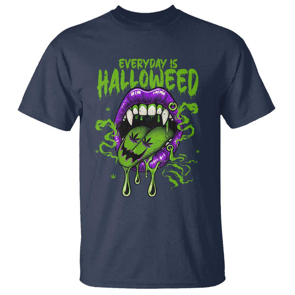Funny Halloween T Shirt Everyday Is Halloweed Vampire Weed Cannabis Smoking TS09 Navy Print Your Wear
