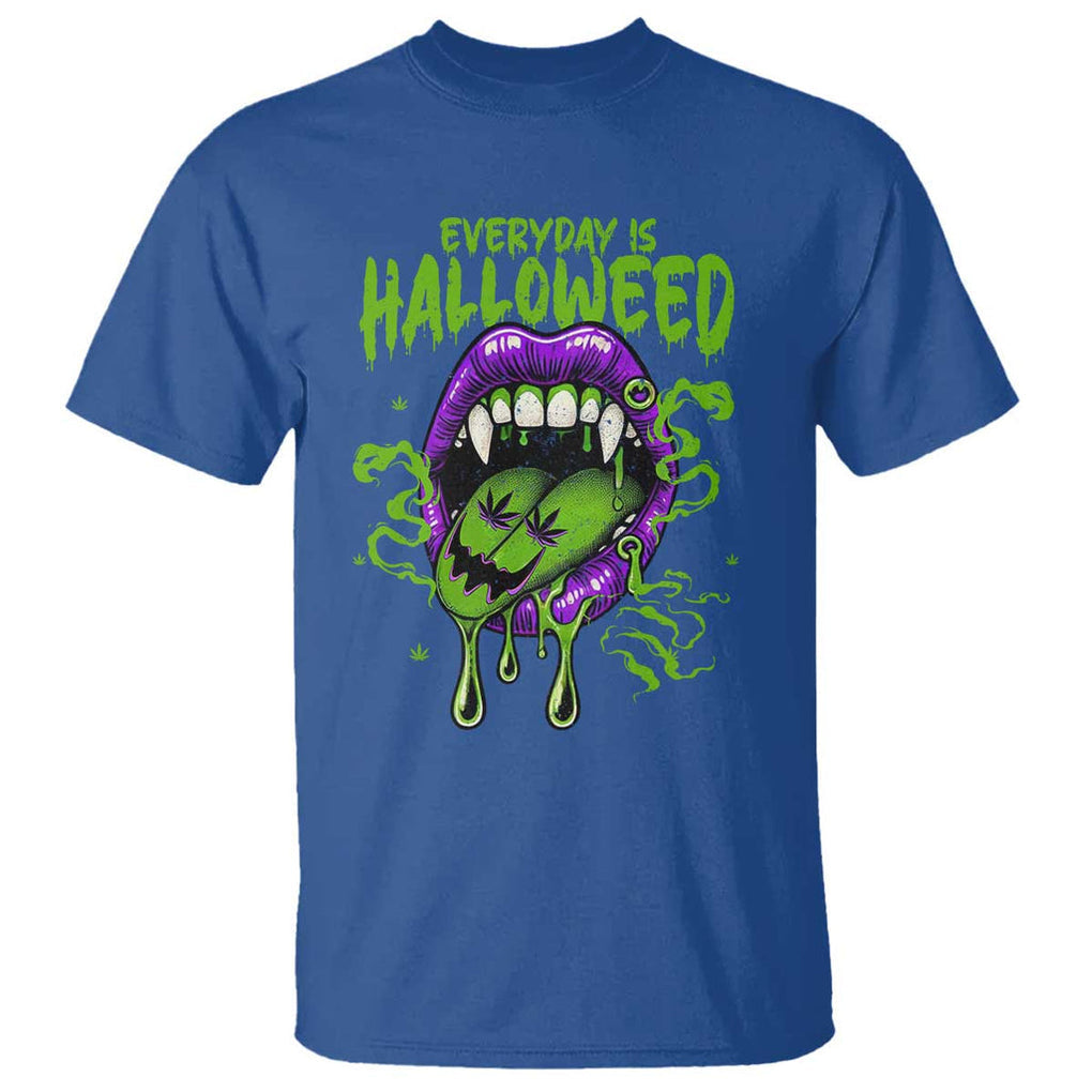Funny Halloween T Shirt Everyday Is Halloweed Vampire Weed Cannabis Smoking TS09 Royal Blue Print Your Wear