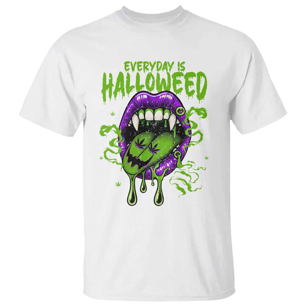 Funny Halloween T Shirt Everyday Is Halloweed Vampire Weed Cannabis Smoking TS09 White Print Your Wear