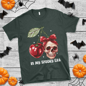 Halloween Coquette T Shirt In My Spooky Era Skull Cherry TS09 Dark Forest Green Print Your Wear